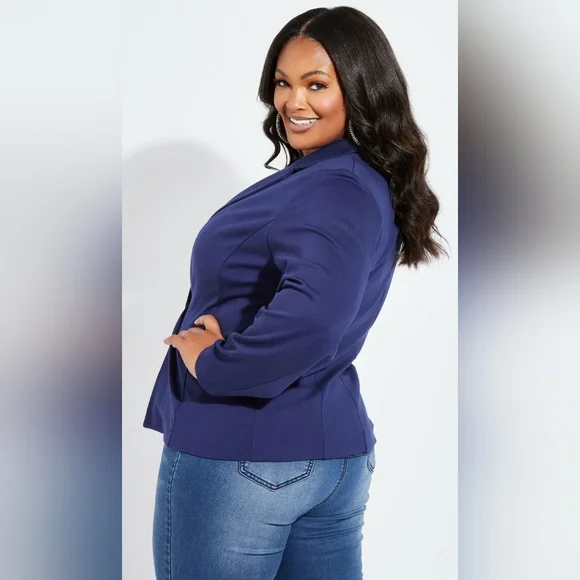 Ashley Stewart Blue Ponte Blazer - Picture 3 of 5